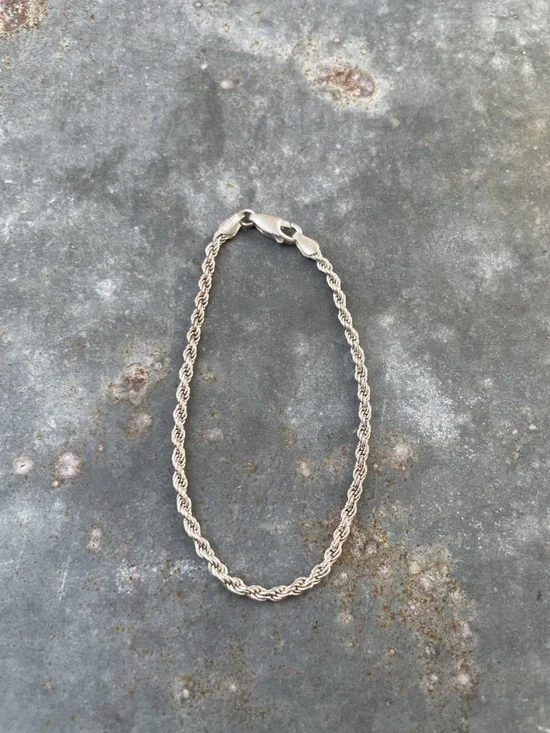 925 Sterling Silver 7" braided Rope Chain Bracelet 2mm - Picture 7 of 8